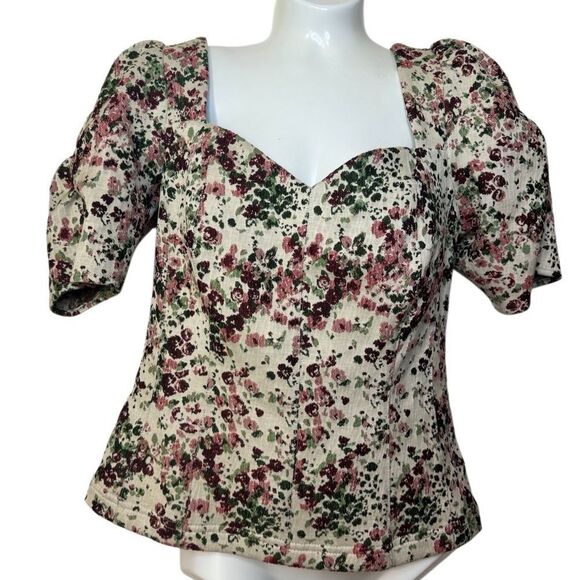 Anthropologie Maeve Floral Tapestry Sweetheart Cut Blouse - Picture 6 of 13